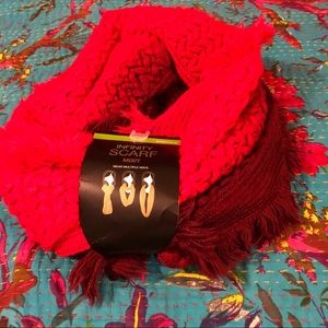 Infinity scarf in two tones of red. NWT.